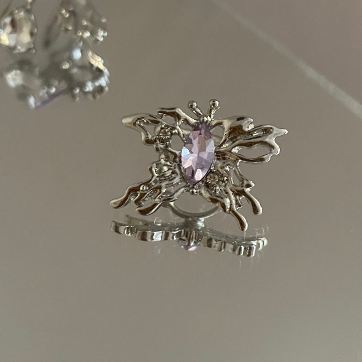 Pink Dimond Butterfly Earrings Set