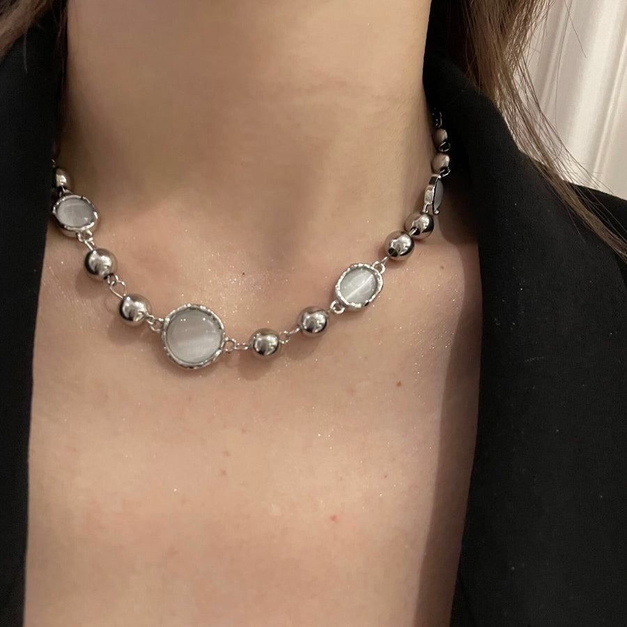 Irregular Silver Pearl Necklace