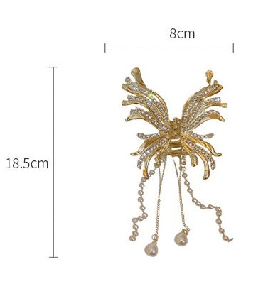 Skeleton Butterfly Tassel Claw Clip