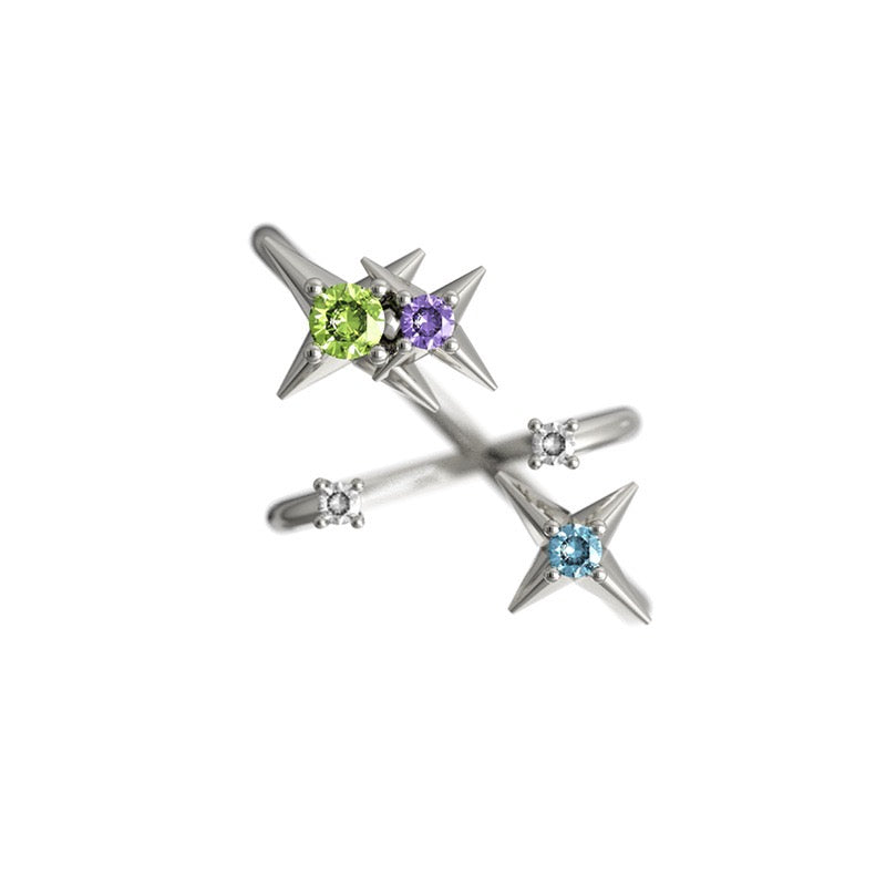(Buy1 Get2) Double Layer Colorful Star Ring Set
