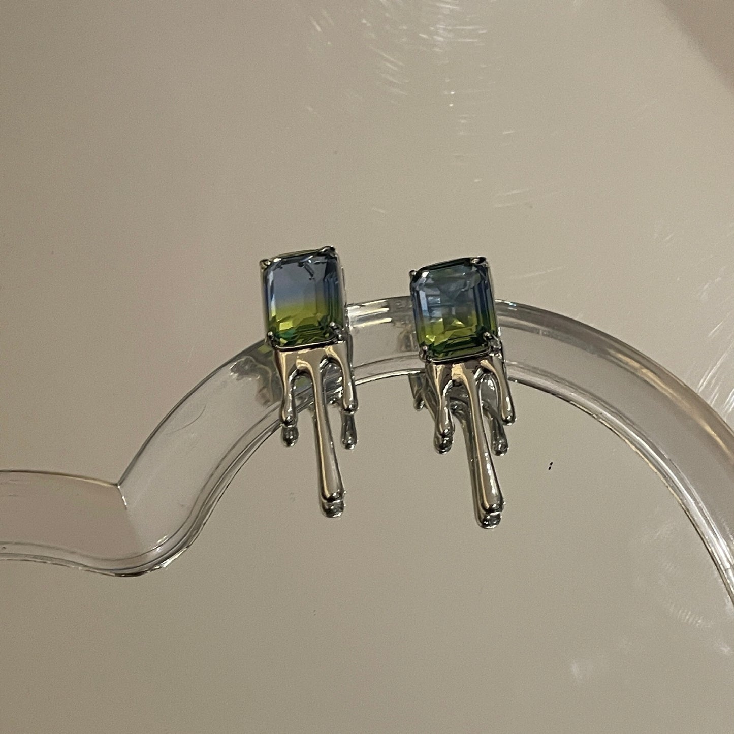 Blue and Green Gradient Dropping Earrings