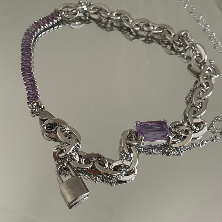 Purple Zircon Silver Necklace