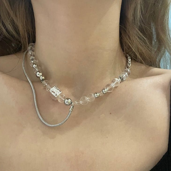Transparent bead necklace
