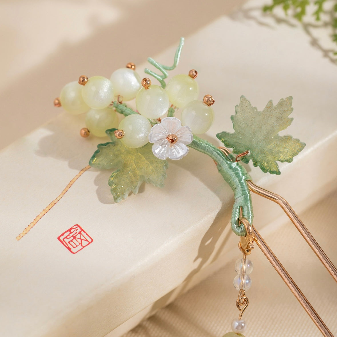 Lilac Grape Tassel Hair Stick, Ancient Chinese Style Hanfu Updo Hairpin