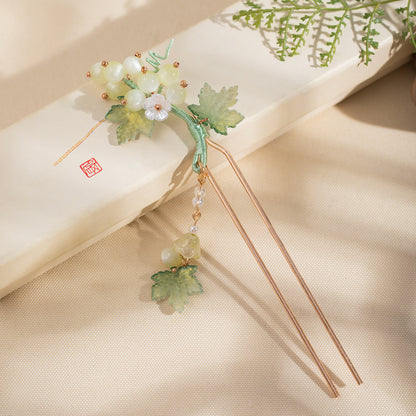 Lilac Grape Tassel Hair Stick, Ancient Chinese Style Hanfu Updo Hairpin