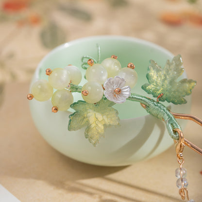 Lilac Grape Tassel Hair Stick, Ancient Chinese Style Hanfu Updo Hairpin