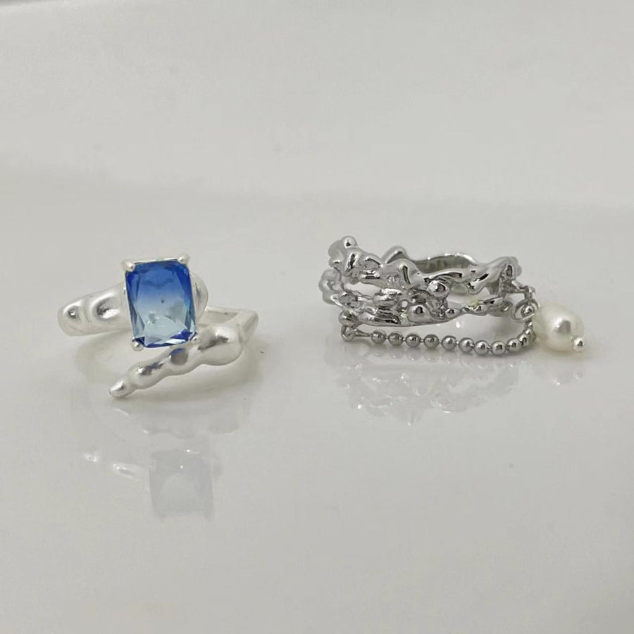 Pendant Pearl & Blue Gemstone Premium Ring