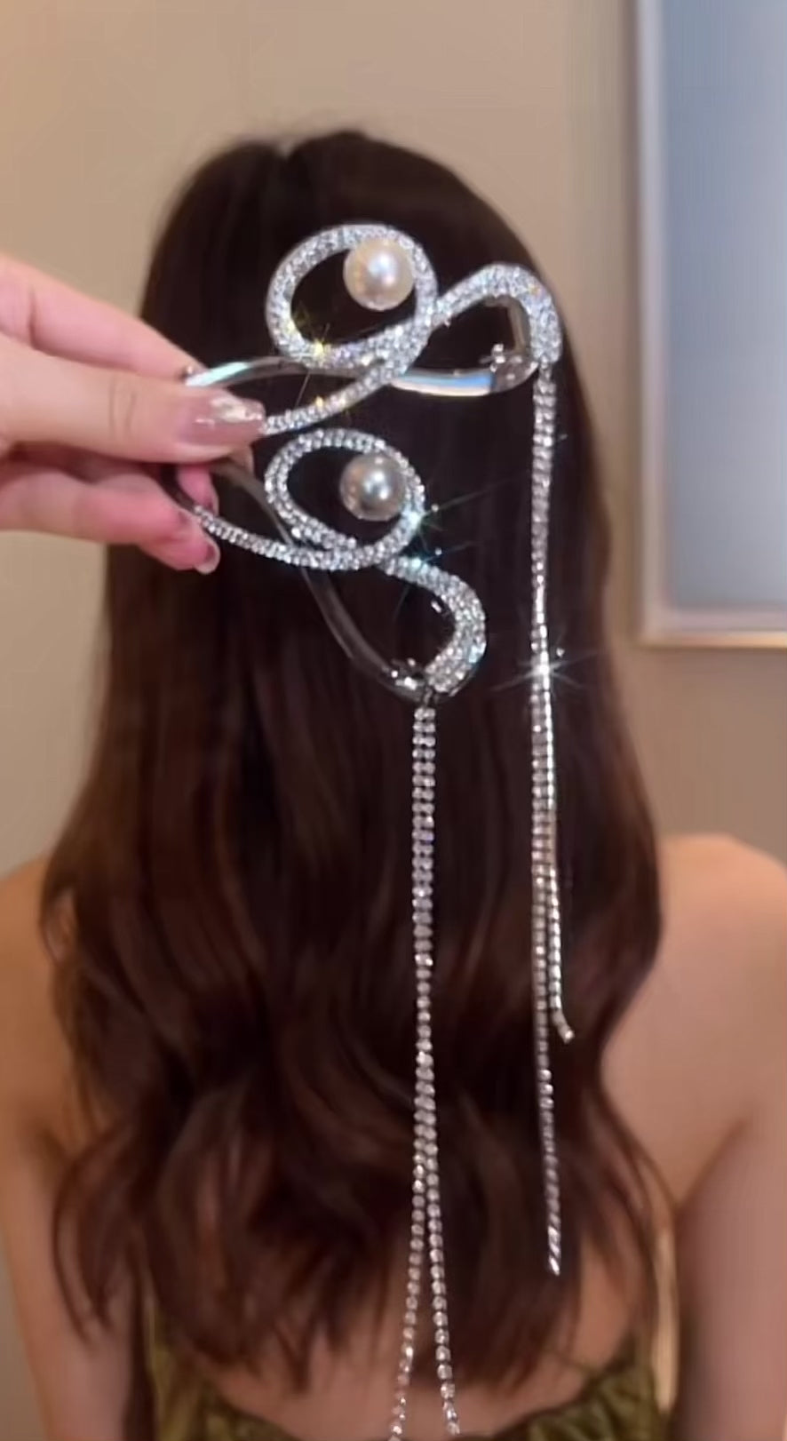 Dimond Pearl Hairpin with Tassel