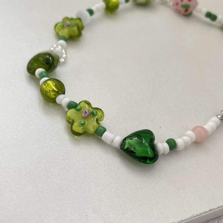 Summer Vibe Green Beaded Necklace