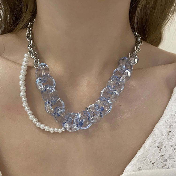 Iceblock splicing pearl necklace