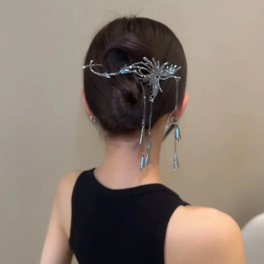 Blue Dimond Tassel Butterfly Hair Accessory