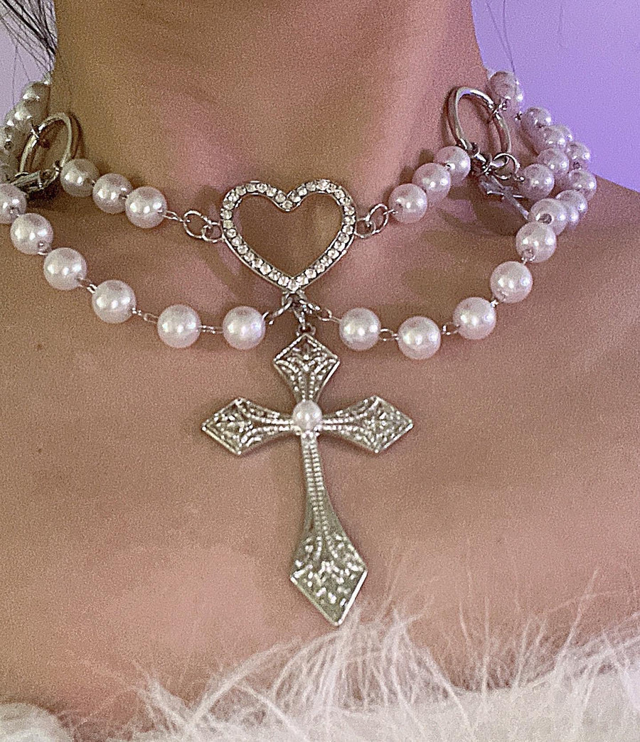Handmade Cross Love Beaded Necklace