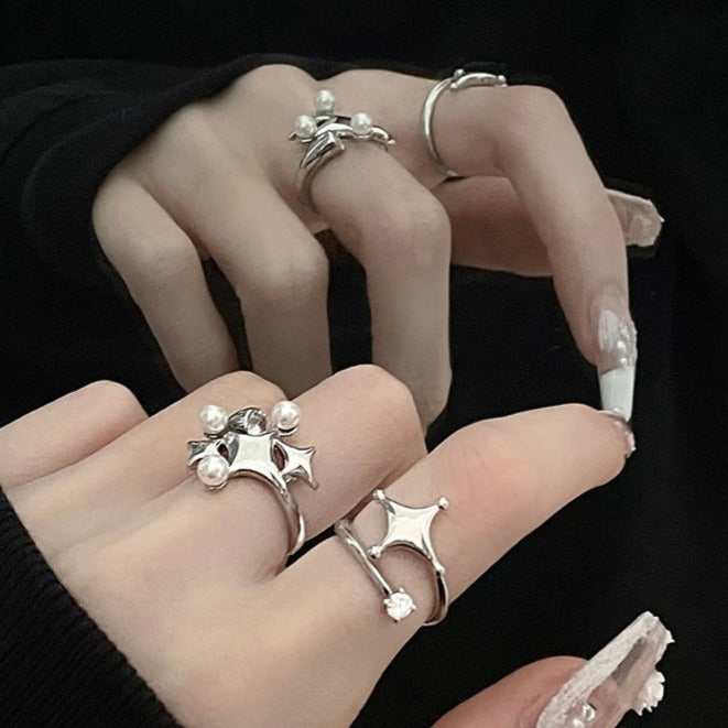 (Buy1 Get2) Silver Star Pearl ring