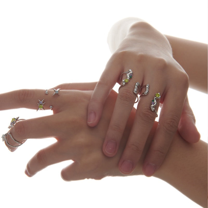 (Buy1 Get2) Double Layer Colorful Star Ring Set