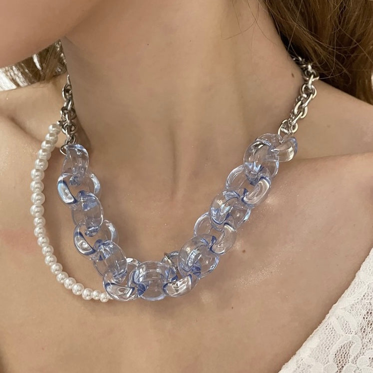 Iceblock splicing pearl necklace