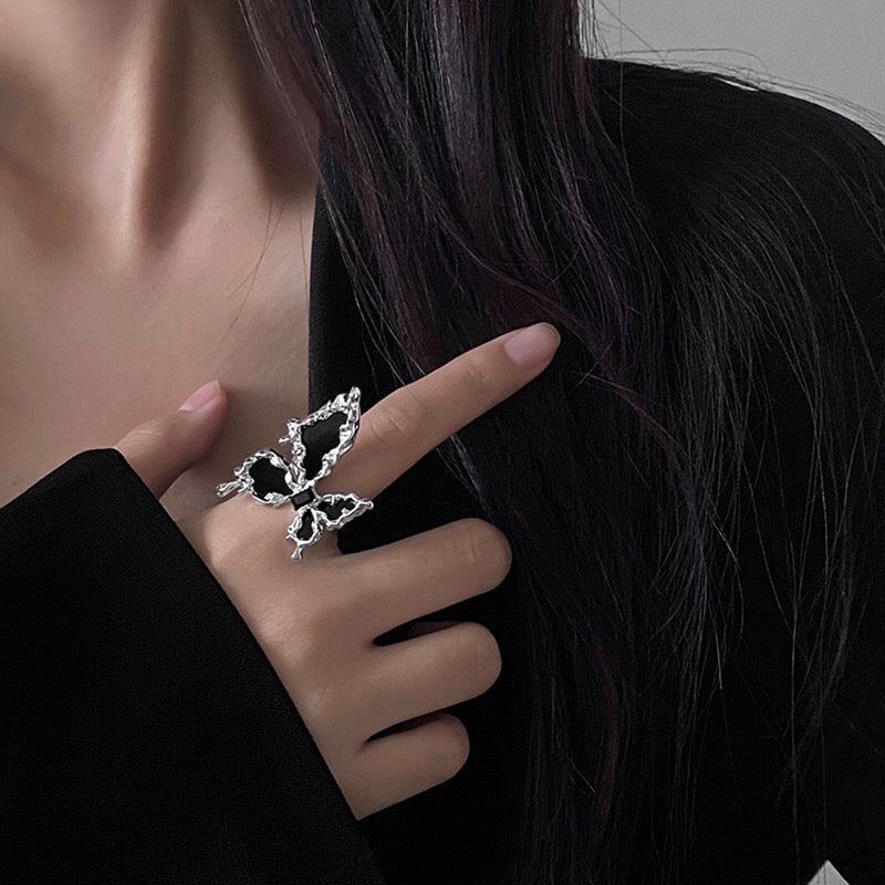 Black Butterfly Ring and necklace