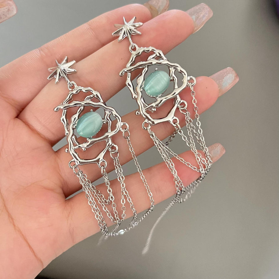Entangled Jade Tassel Earrings