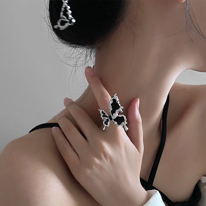 Black Butterfly Ring and necklace