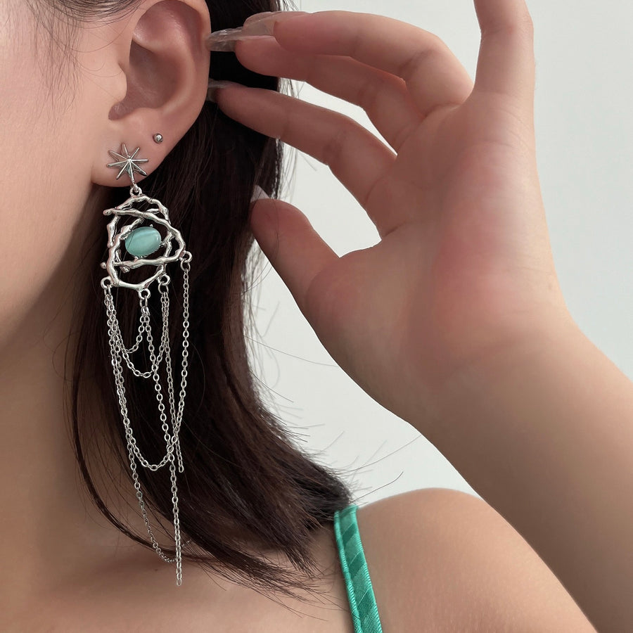 Entangled Jade Tassel Earrings