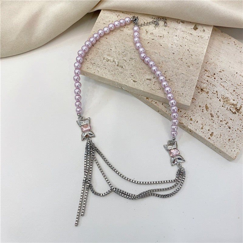 Pink pearl necklace