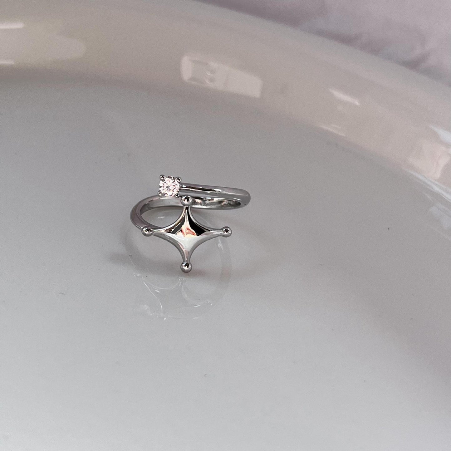 (Buy1 Get2) Silver Star Pearl ring