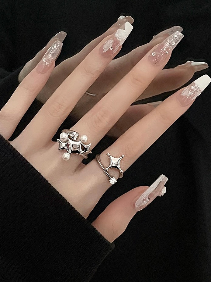 (Buy1 Get2) Silver Star Pearl ring