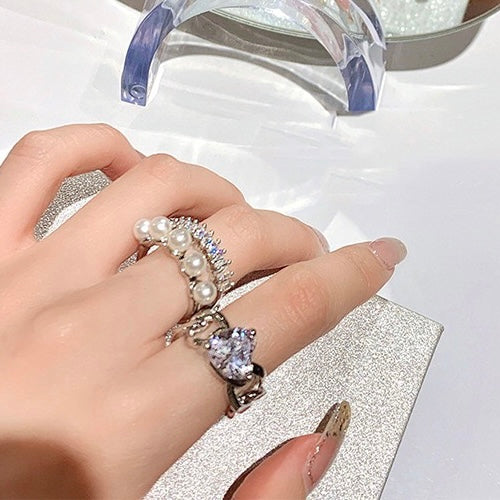 (Buy1 Get2) Artist Temperament Dimond Pearl Double Layer Ring