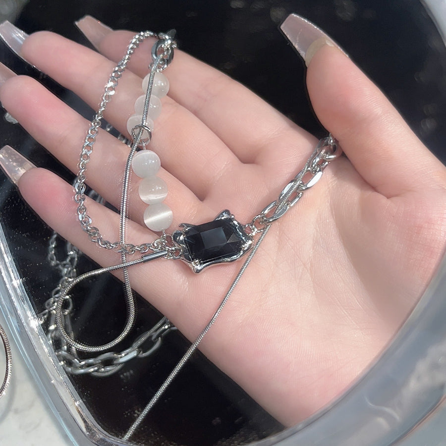 Black Diamond Patchwork Necklace