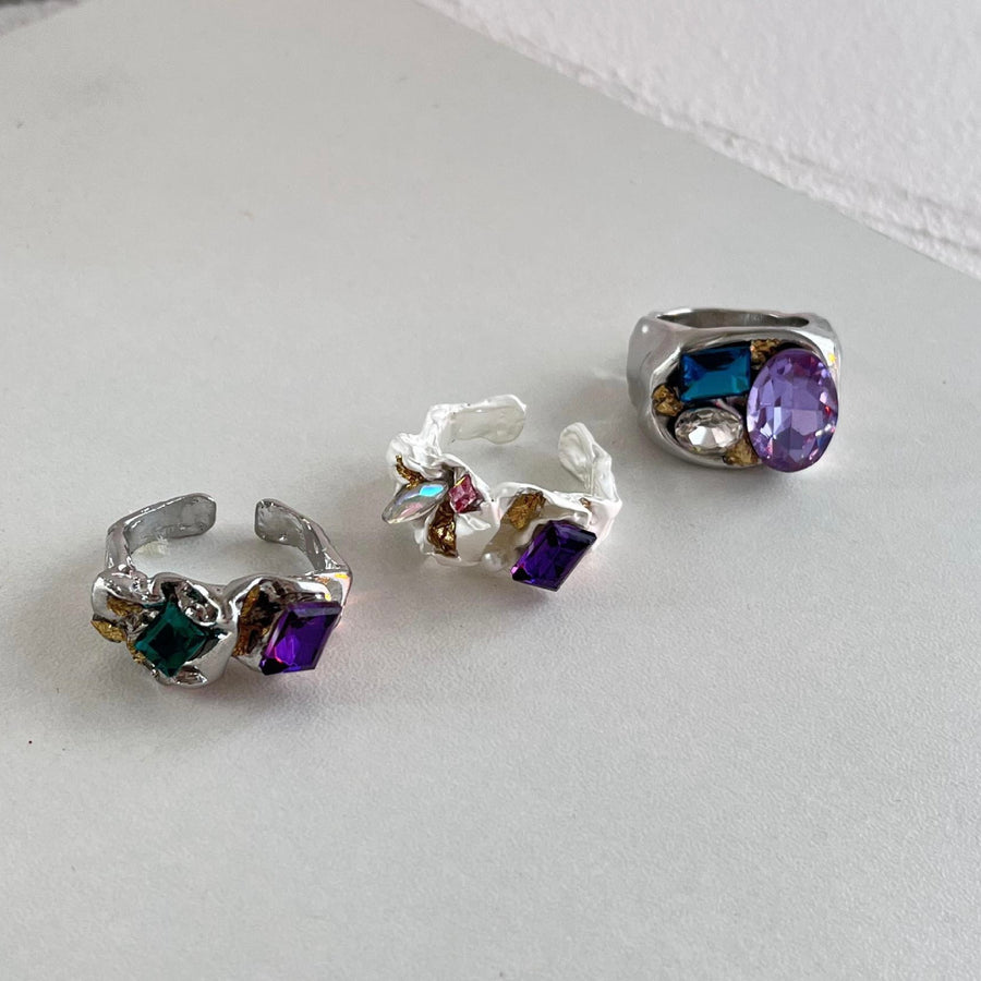 Night Queen Purple Diamond Ring Set (3 pieces)