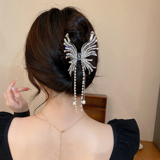 Skeleton Butterfly Tassel Claw Clip