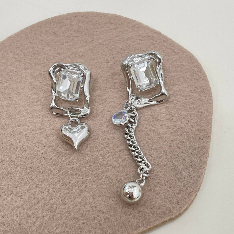 Irregular Ice Style Earrings and Ear Clip with Pendant