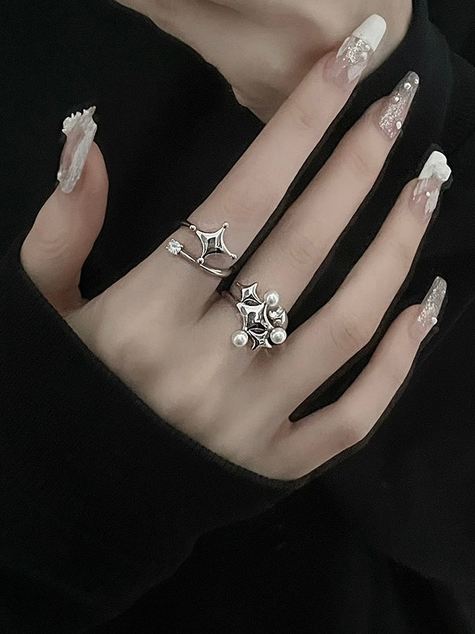 (Buy1 Get2) Silver Star Pearl ring