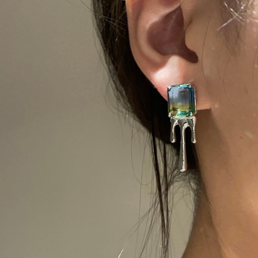 Blue and Green Gradient Dropping Earrings