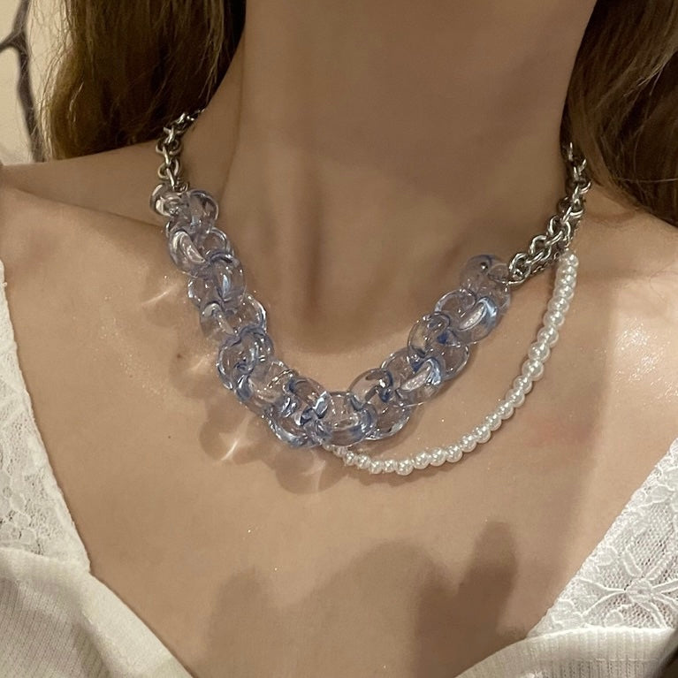 Iceblock splicing pearl necklace