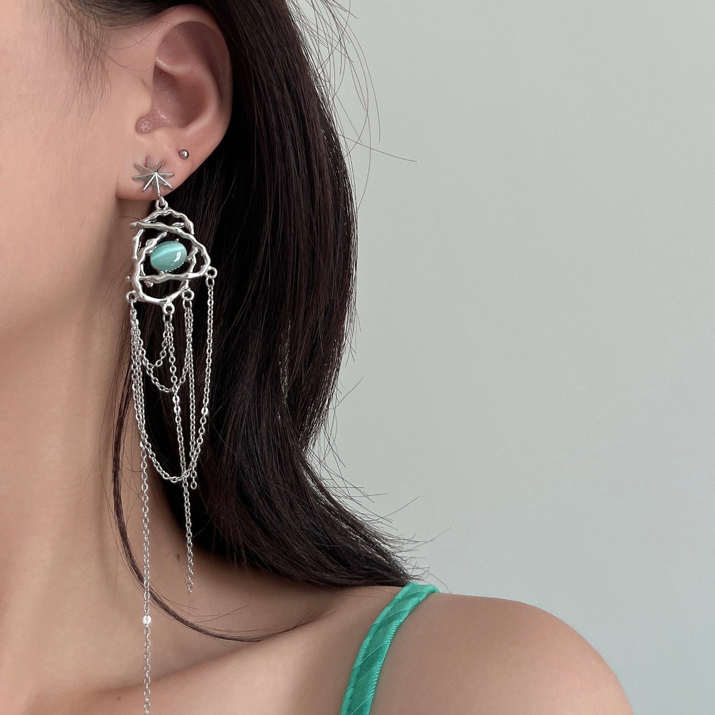 Entangled Jade Tassel Earrings