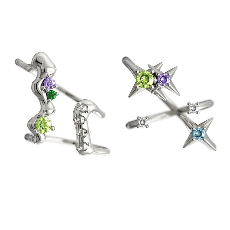 (Buy1 Get2) Double Layer Colorful Star Ring Set