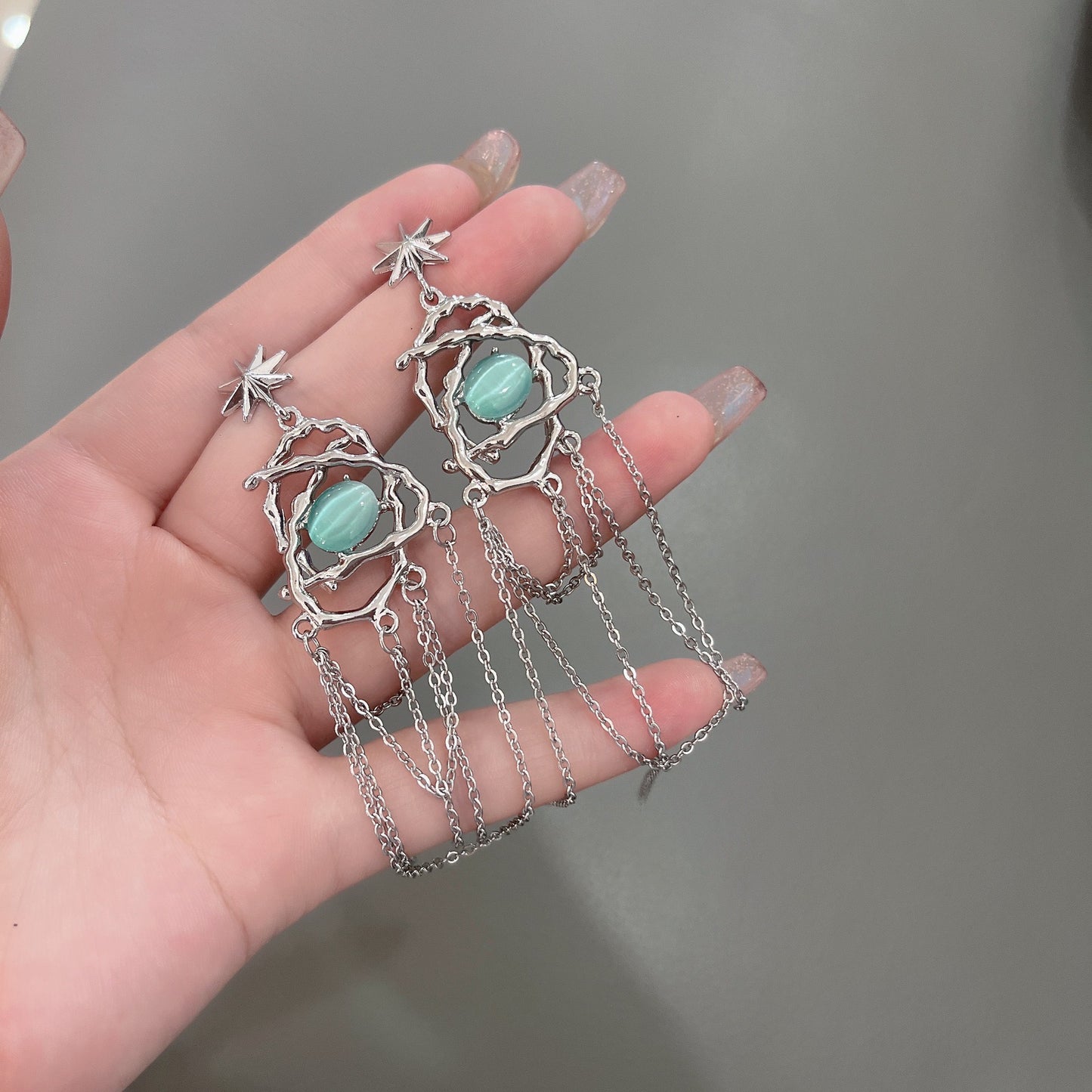 Entangled Jade Tassel Earrings