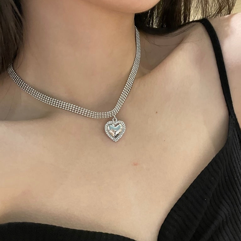 Love Shape Silver Necklace