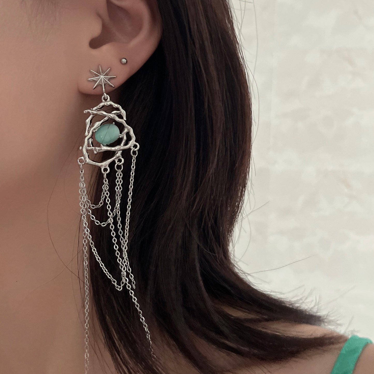 Entangled Jade Tassel Earrings