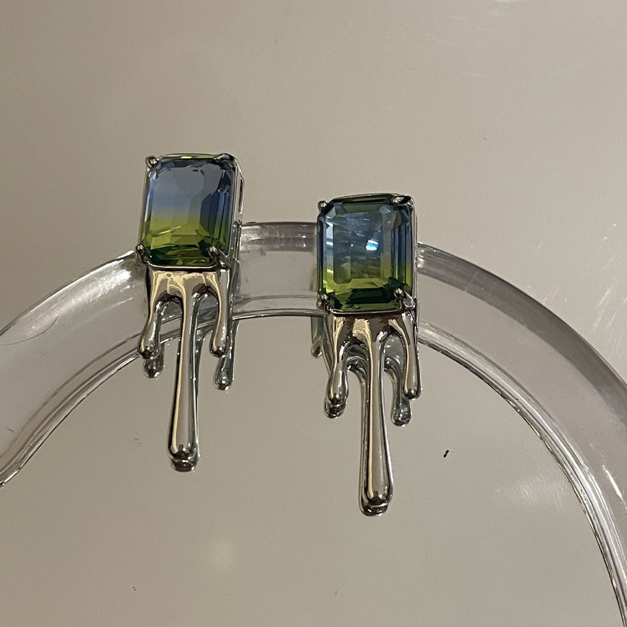 Blue and Green Gradient Dropping Earrings