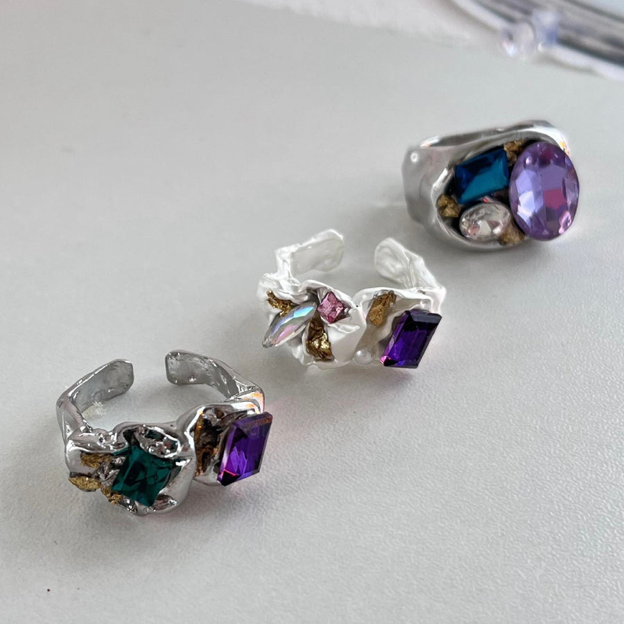 Night Queen Purple Diamond Ring Set (3 pieces)