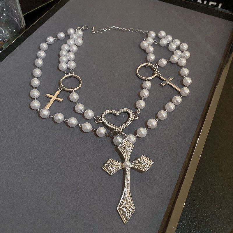 Handmade Cross Love Beaded Necklace