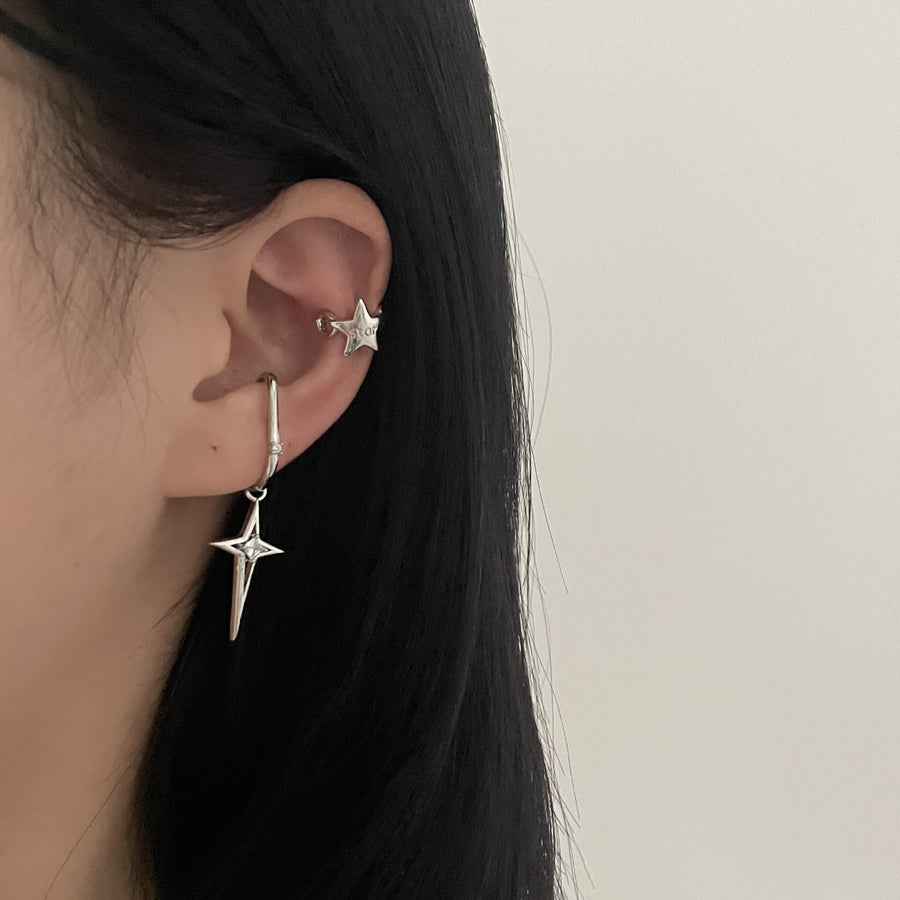 Silver Star Ear Bone Clip