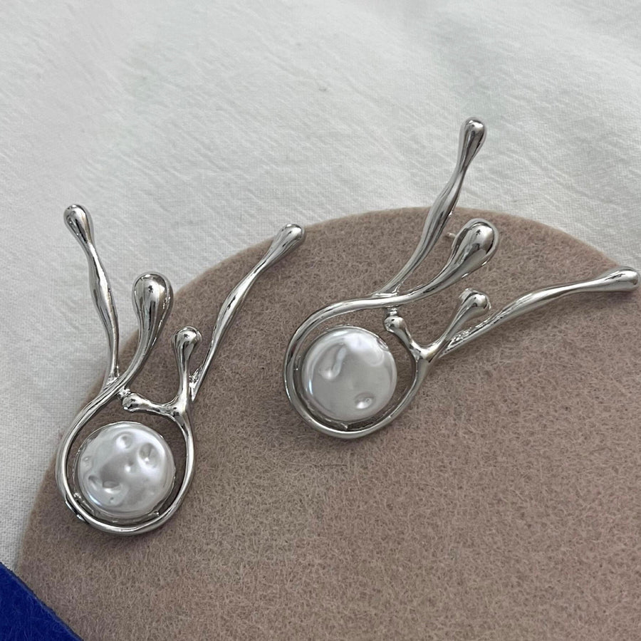 Designed Shaped Pearl Earrings