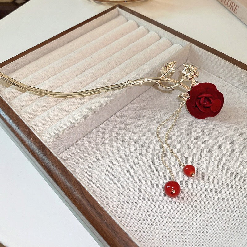 Rose Tassel Hairstick