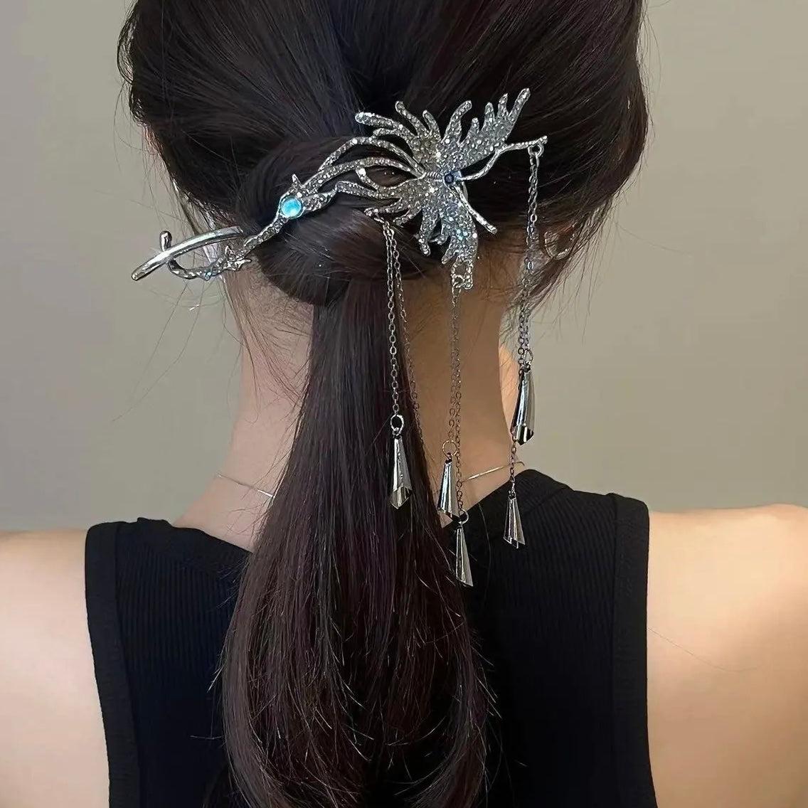 Blue Dimond Tassel Butterfly Hair Accessory