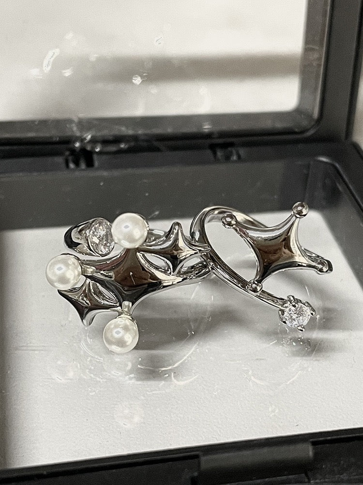 (Buy1 Get2) Silver Star Pearl ring