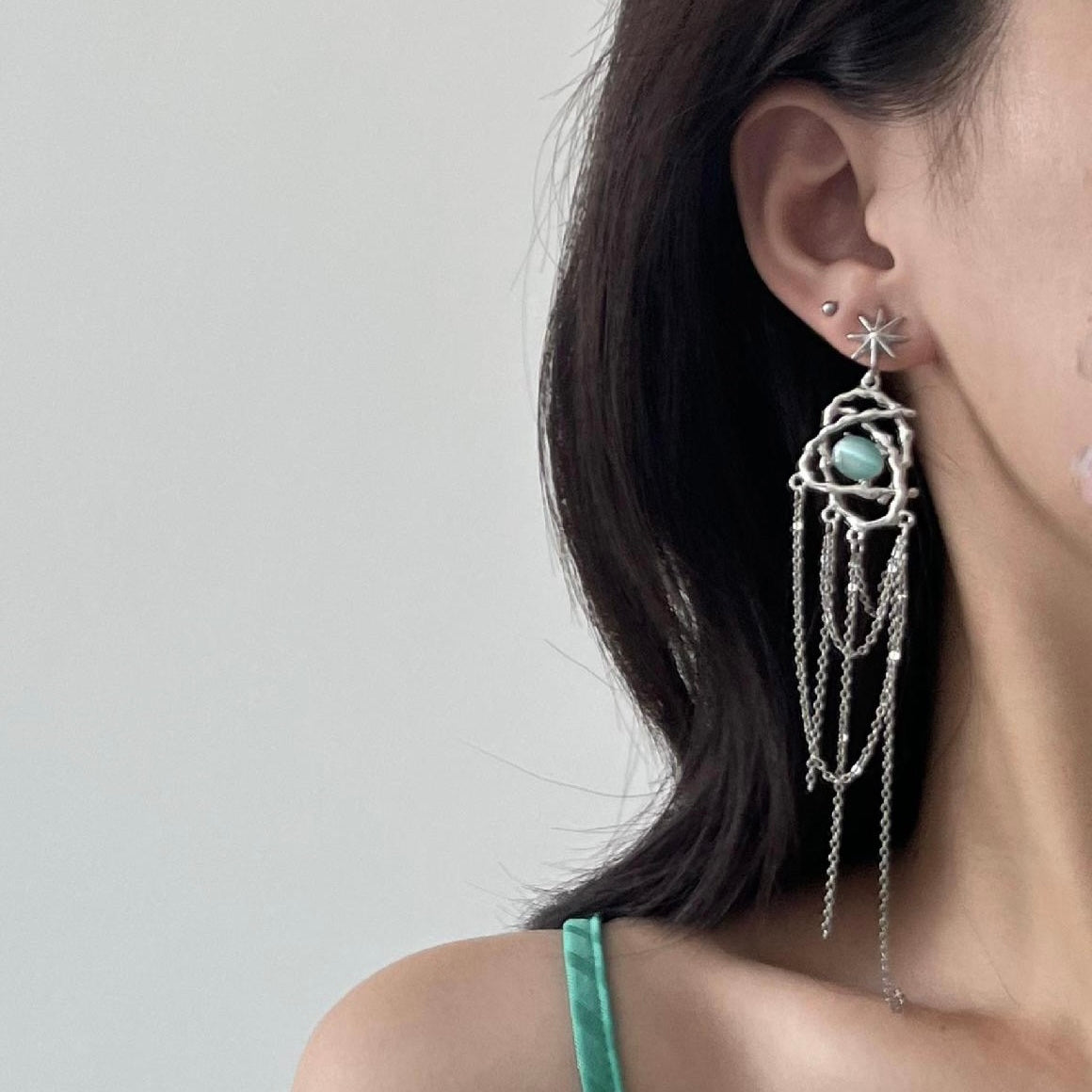 Entangled Jade Tassel Earrings