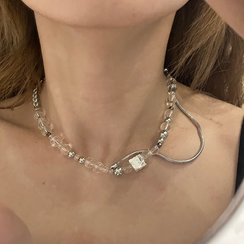 Transparent bead necklace