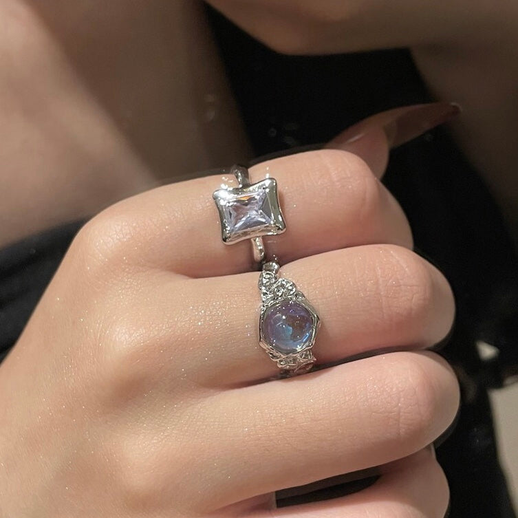 Purple Opal Ring Set (2 pieces)
